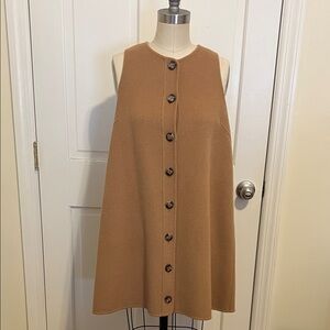 Sezane a-line felted wool mini dress with front button placket